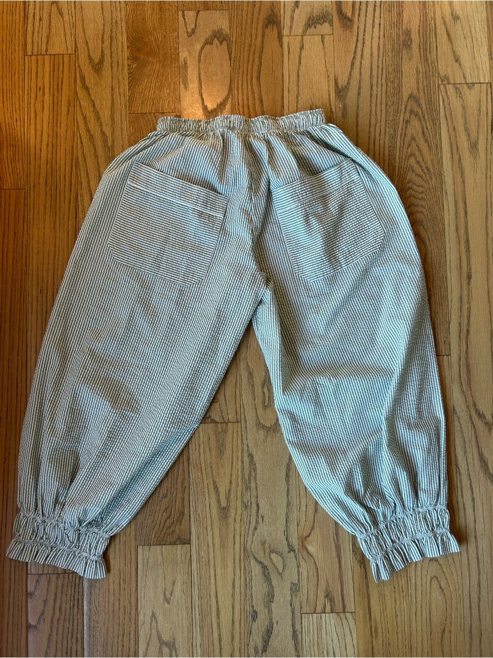 Free People striped Elastic-Waist Capri Pants — Light Blue & White - Picture 4 of 4
